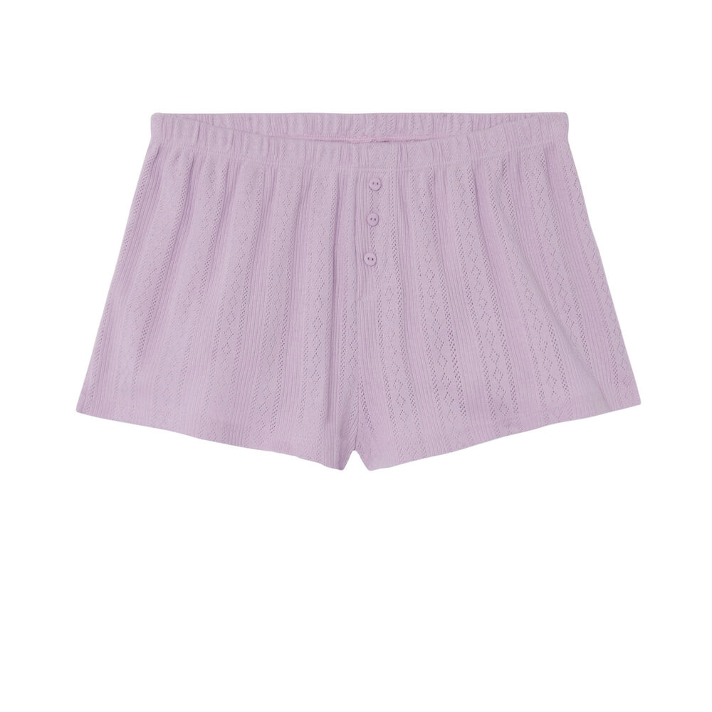 Short uni maille pointelle - lilas violet.