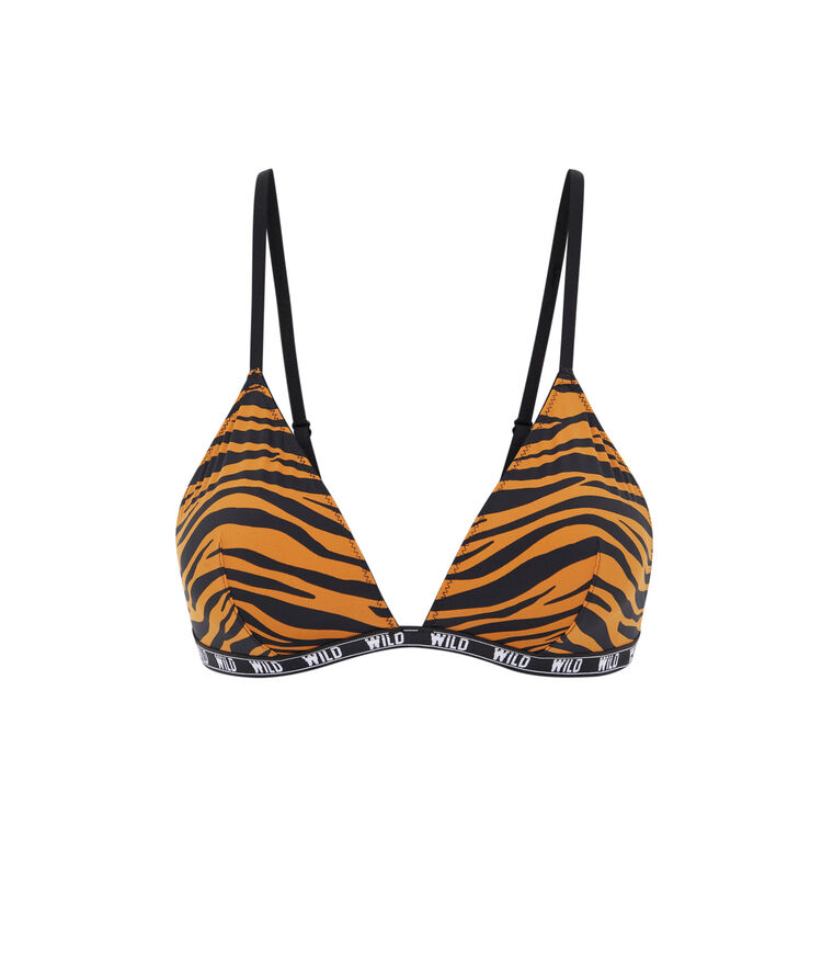 Soutien-gorge triangle sans armatures print tigre frostimiz camel.
