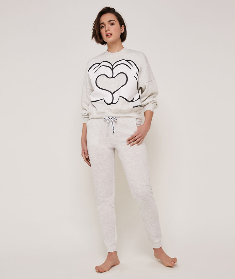 Sweat col rond licence mickey coeurhandiz gris.
