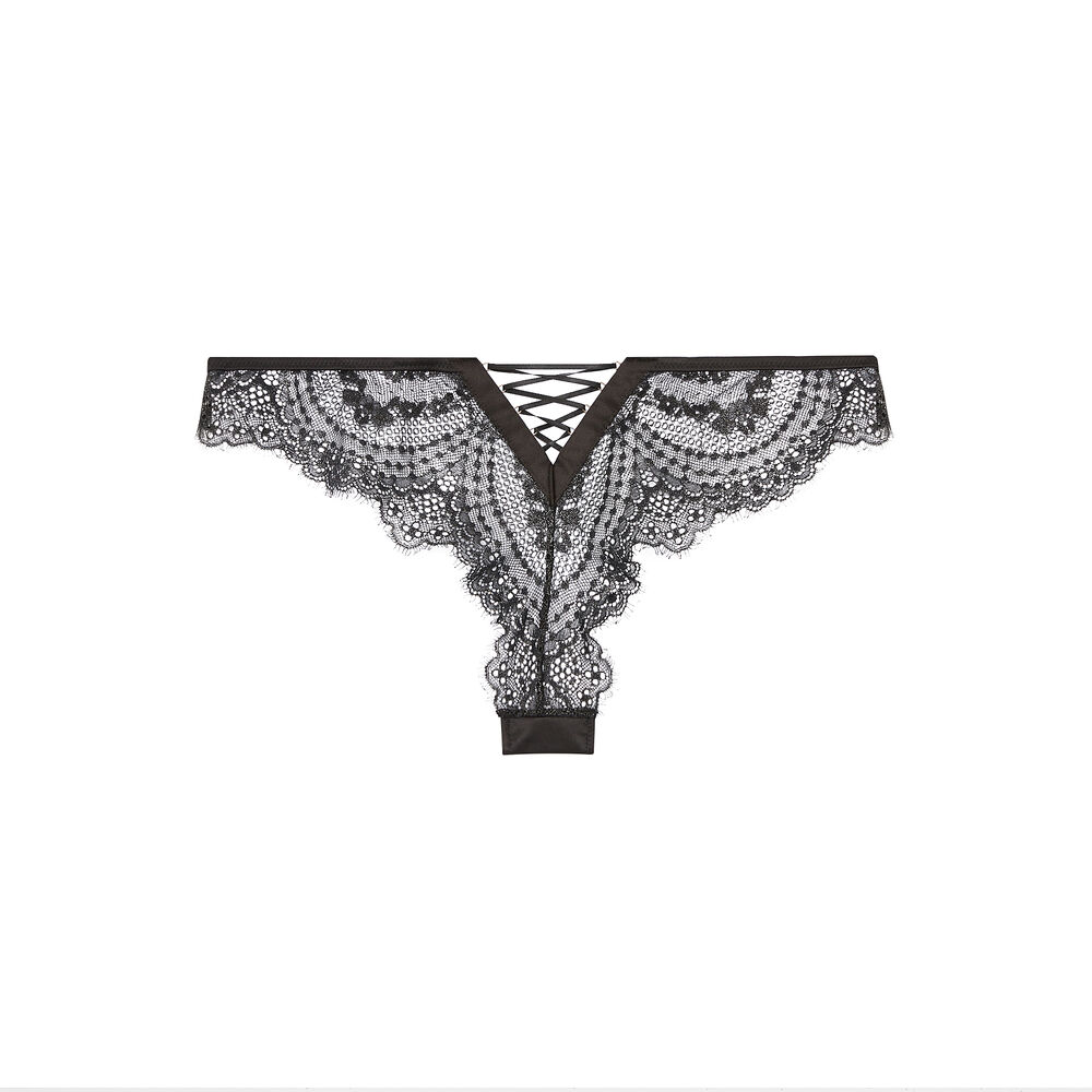 String satin et dentelle - noir noir.