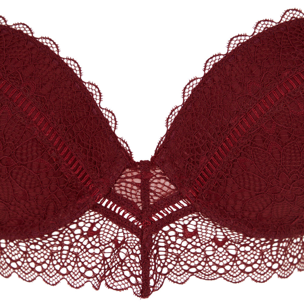 Soutien-gorge ultra push-up en dentelle - rouge rouge.