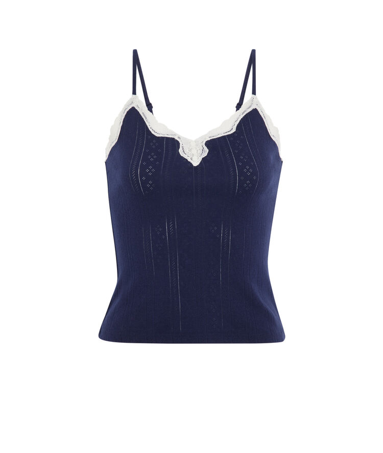 Top maille pointelle courmiz bleu marine.