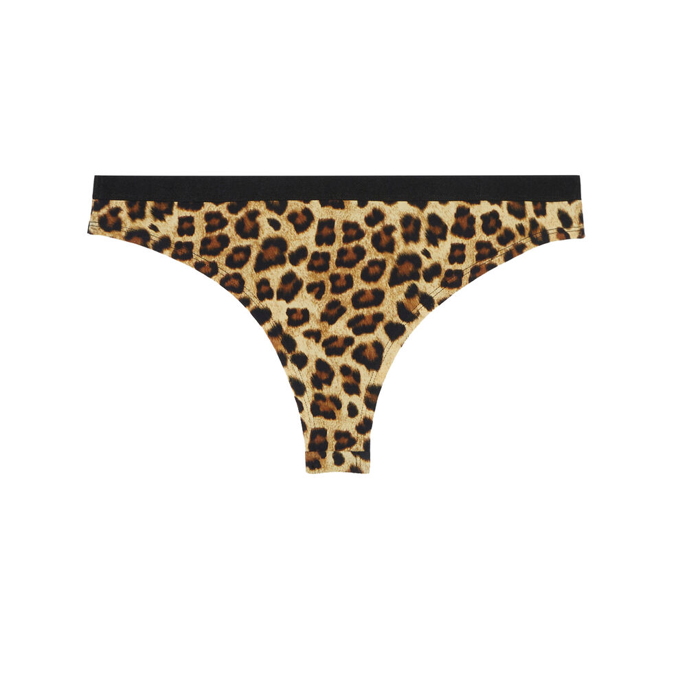 Tanga imprimé léopard - noir noir.