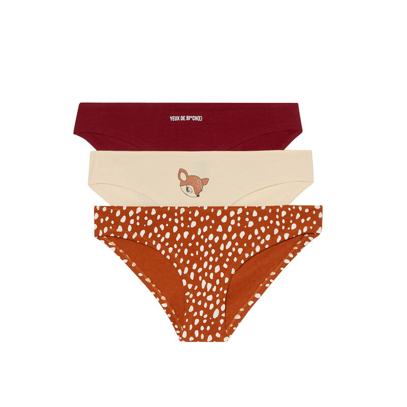 lot de culottes en coton biche - marron lot de culottes en coton biche - marron;