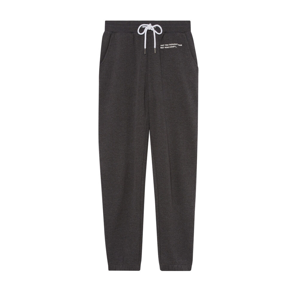 Pantalon froncé taille et cheville à message - gris gris.