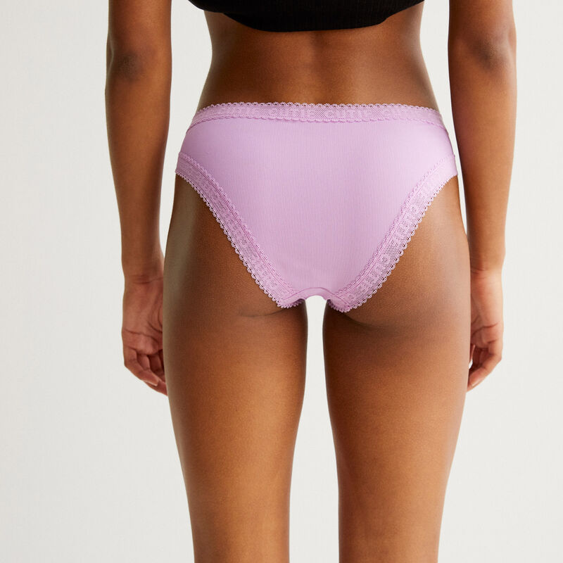 culotte en microfibre et détail dentelle - lilas culotte en microfibre et détail dentelle - lilas;