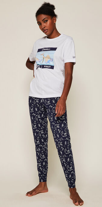 Pantalon &agrave; motifs licence cendrillon  bleu marine.