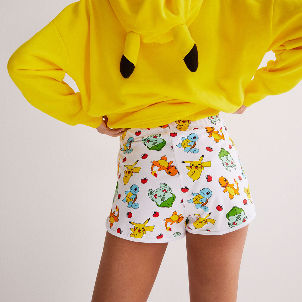 Short motifs pokémon - blanc blanc.