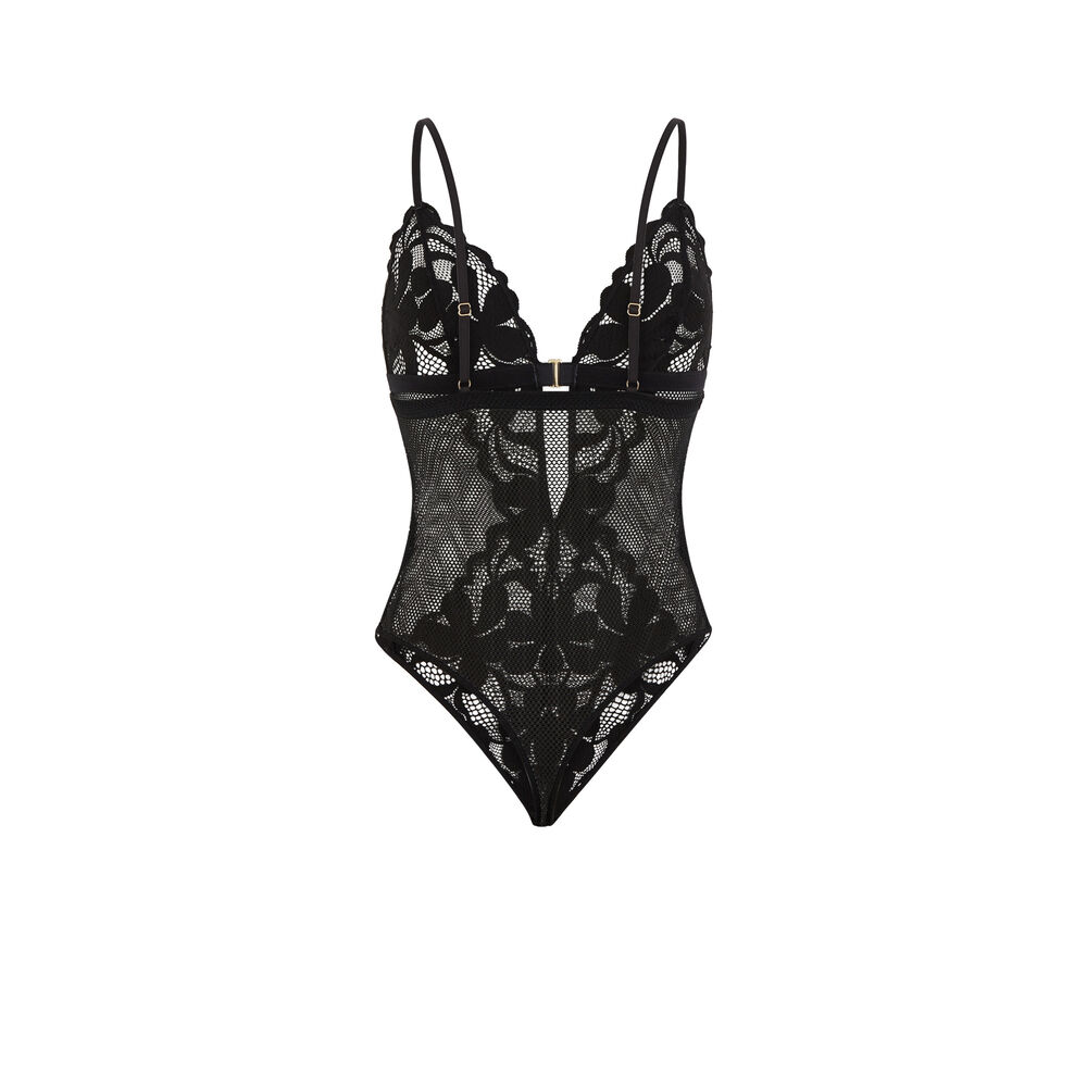 Body triangle tanga en dentelle - noir noir.