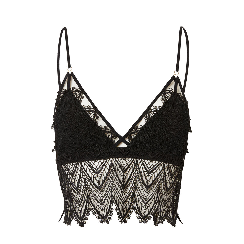 Soutien-gorge triangle sans armatures en guipure - noir noir.