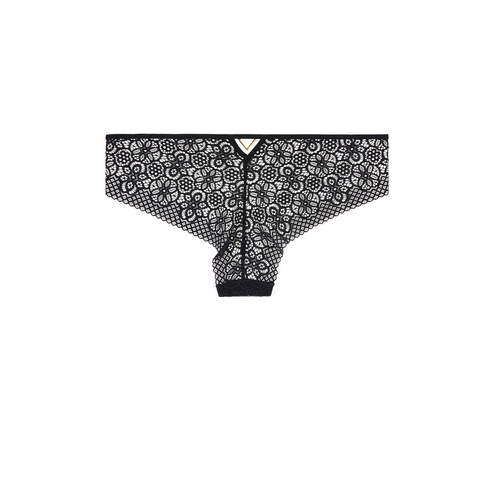 Shorty en dentelle détail bijou ethnobiz noir.