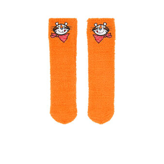 Chaussettes fausse fourrure licence kellogg's orange.