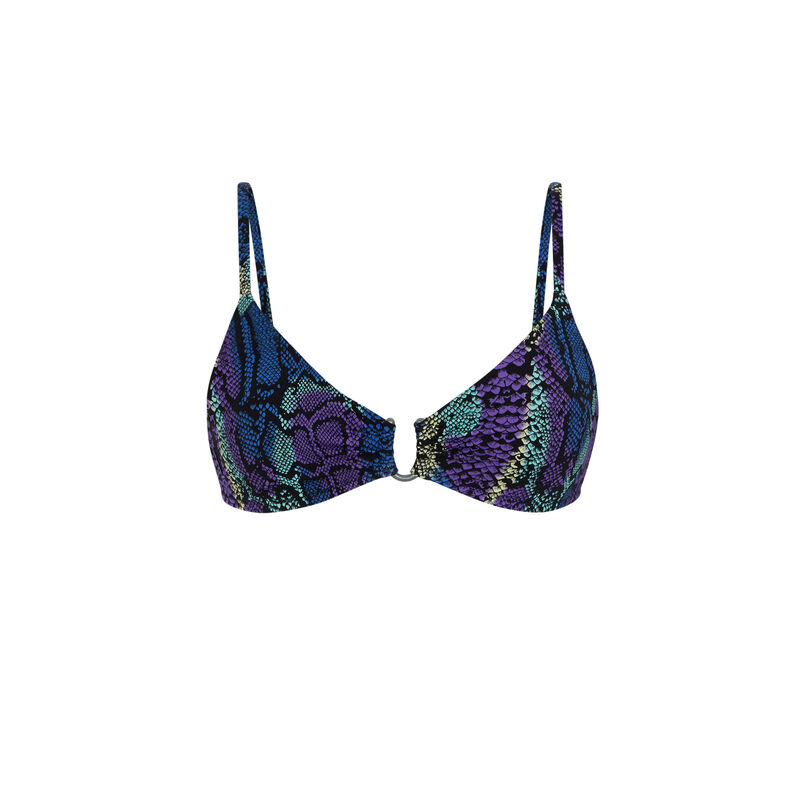 Haut de maillot de bain triangle imprimé serpent - bleu Haut de maillot de bain triangle imprimé serpent - bleu;