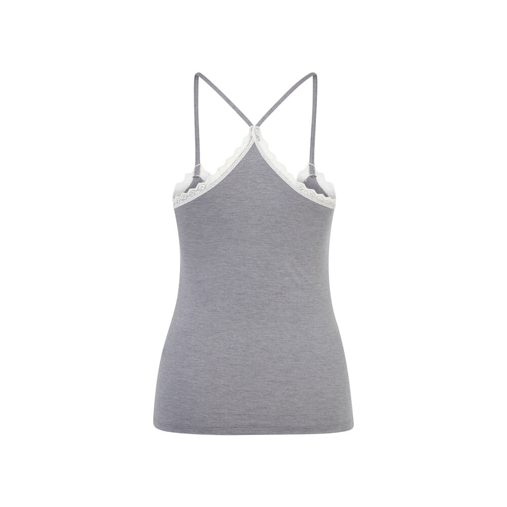 Top à bretelle fines et dentelle - gris gris.