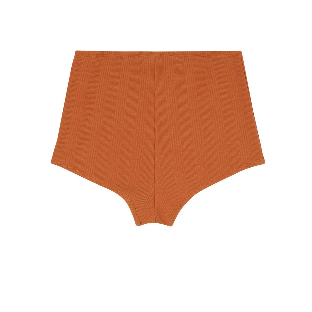 Short en jersey détail corset - marron marron.