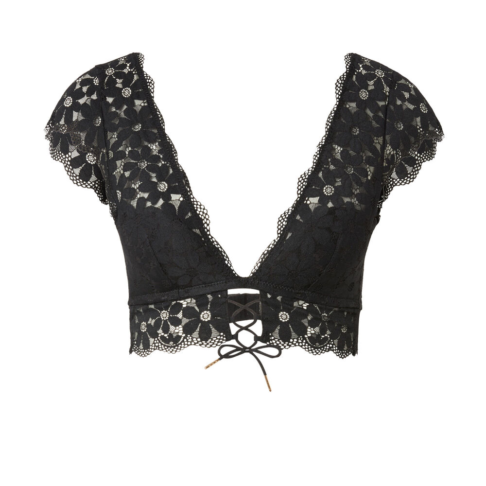 Brassière à épaules dentelle - noir noir.