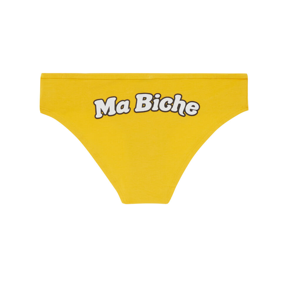 Shorty à message "ma biche" - jaune jaune.