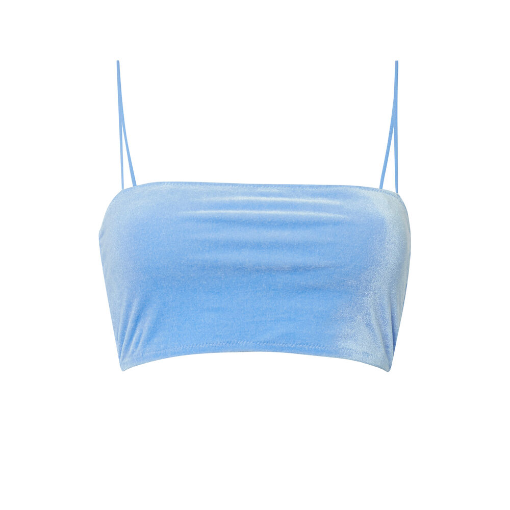 Haut de maillot bandeau velours - bleu bleu.