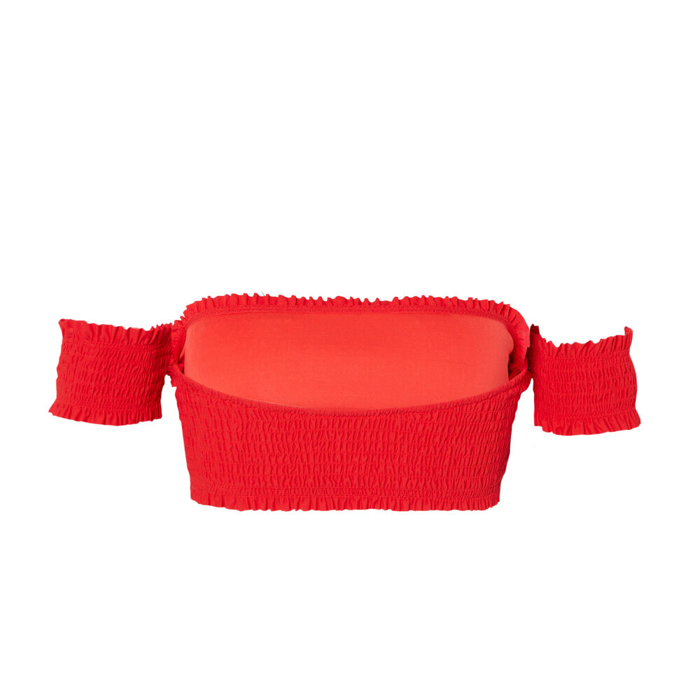 Haut de maillot brassière froncée à manches - rouge rouge.