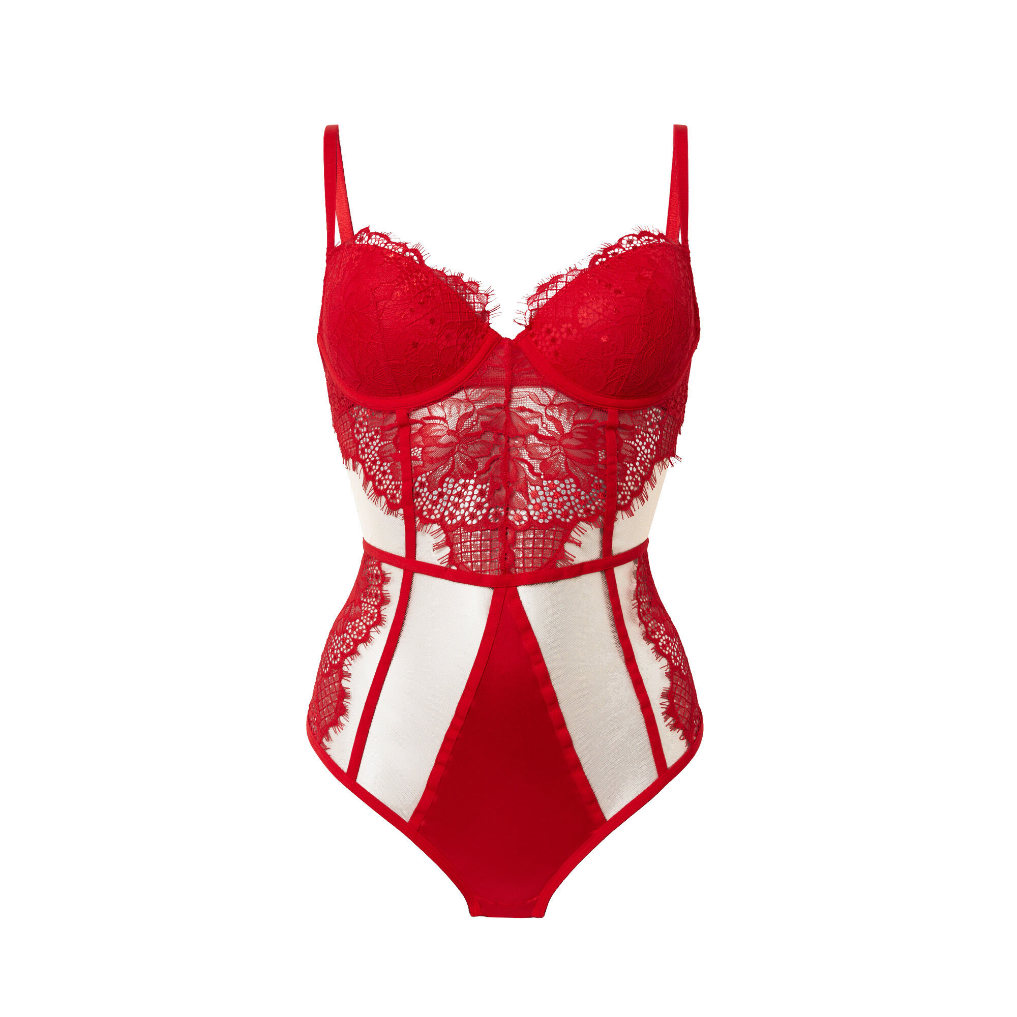 body rouge dentelle