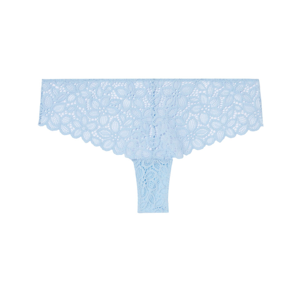 Shorty à dentelle fleurie détail anneaux - bleu bleu.