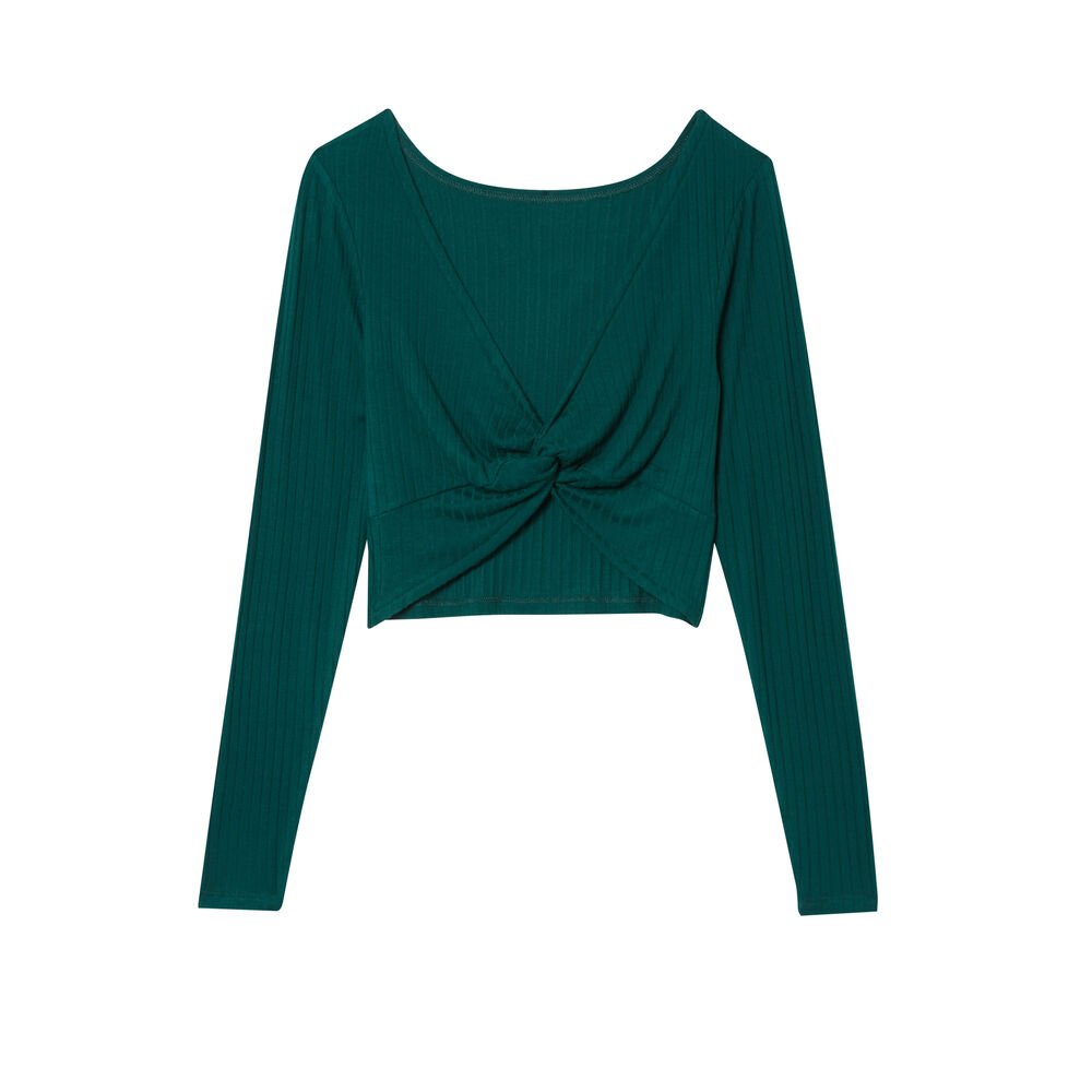 Top effet nœud porté réversible - sapin vert.