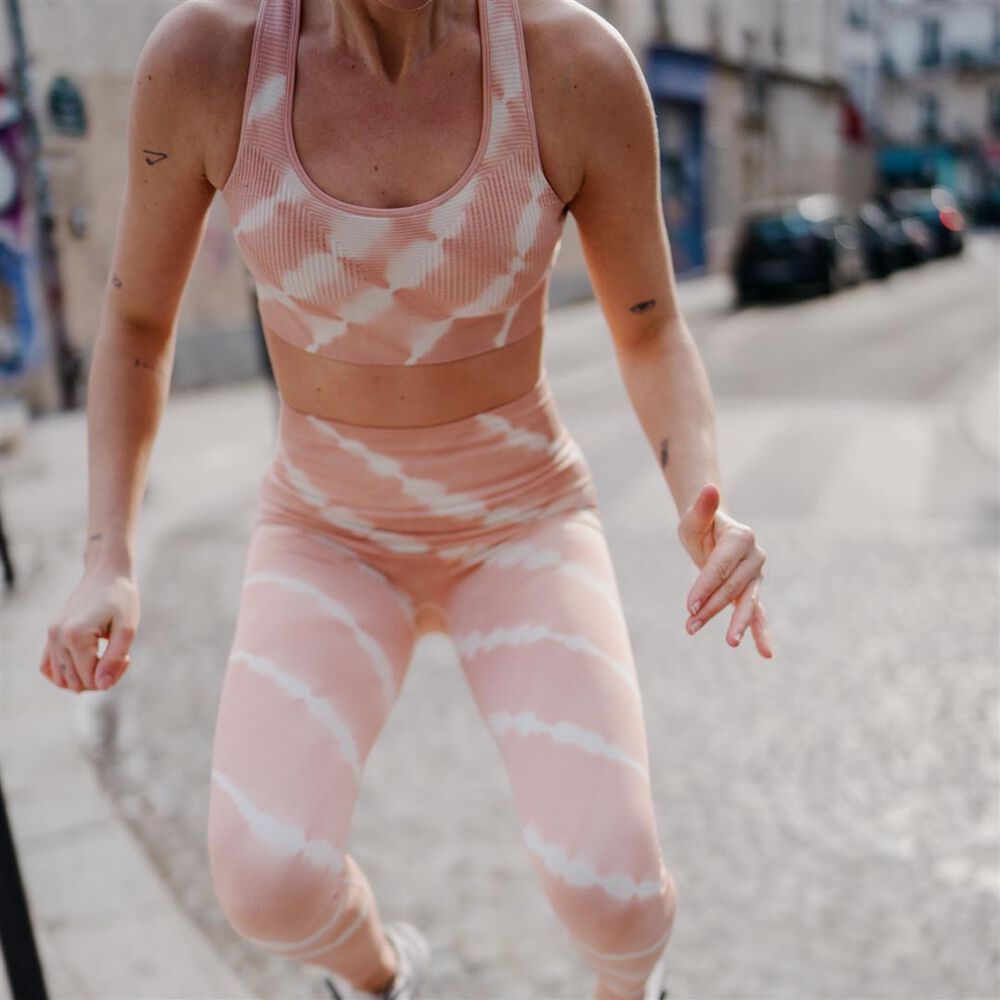 Legging sport effet tie and dye - rose rose.