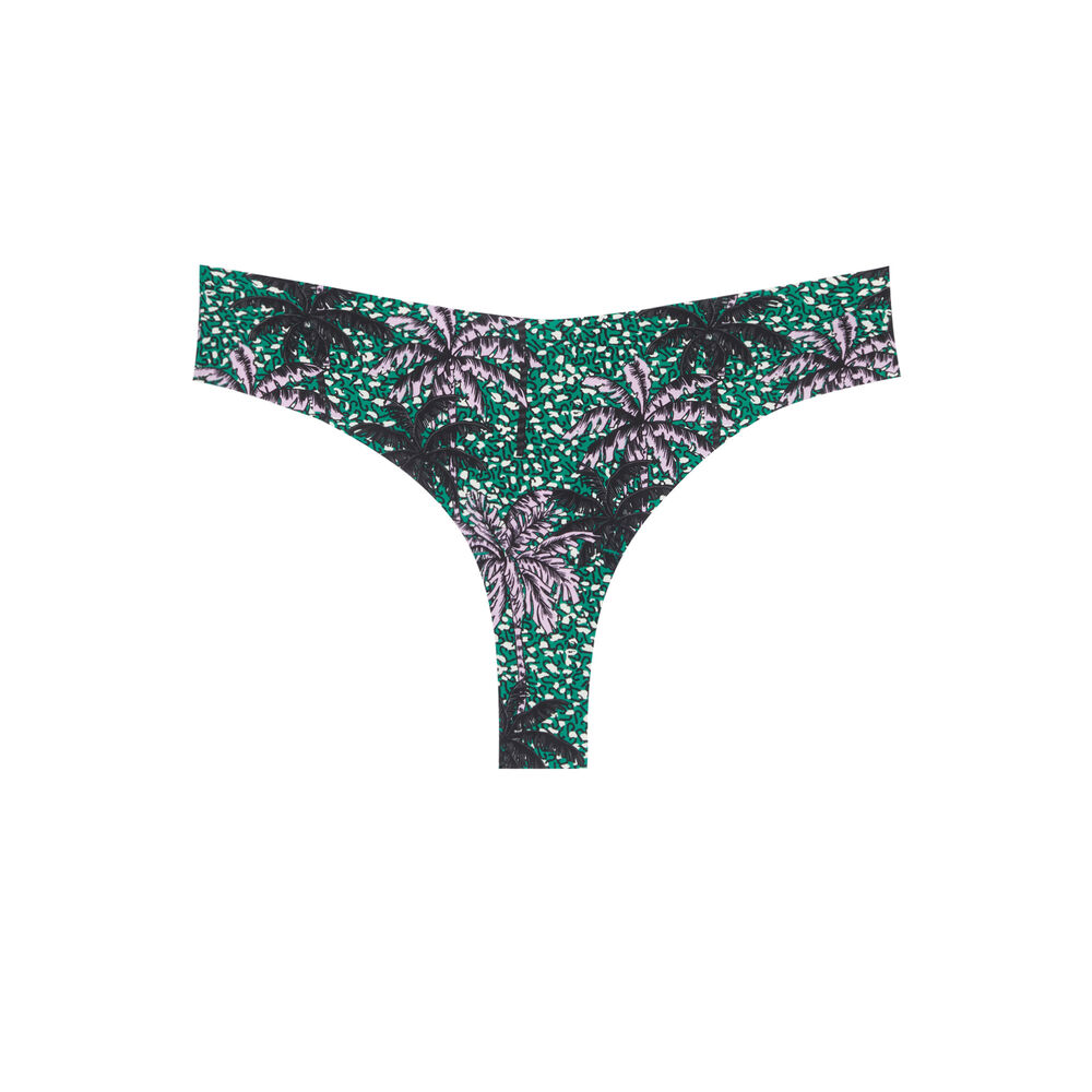 Tanga en microfibre à motifs palmier - vert vert.