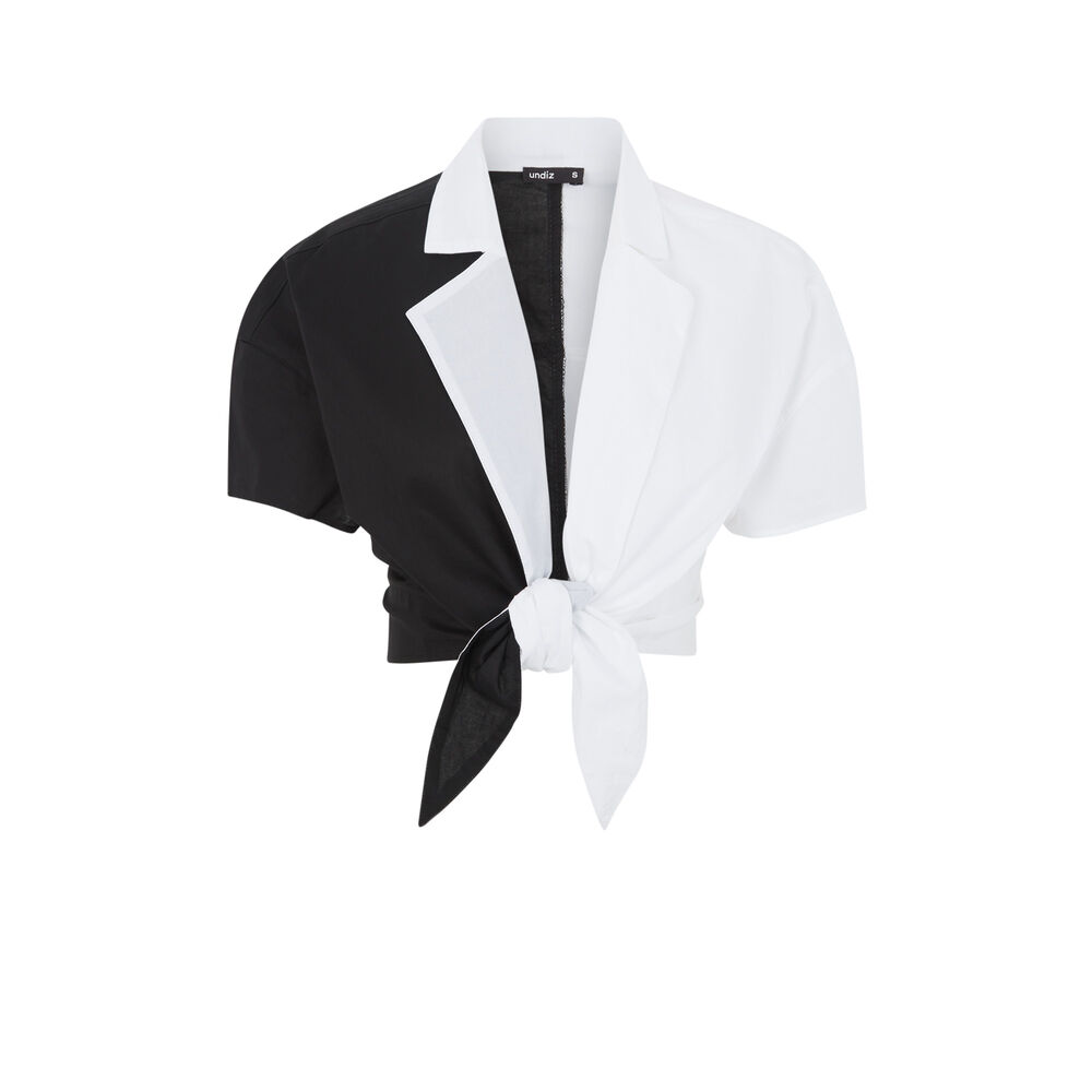 Top chemise bicolore - noir noir.