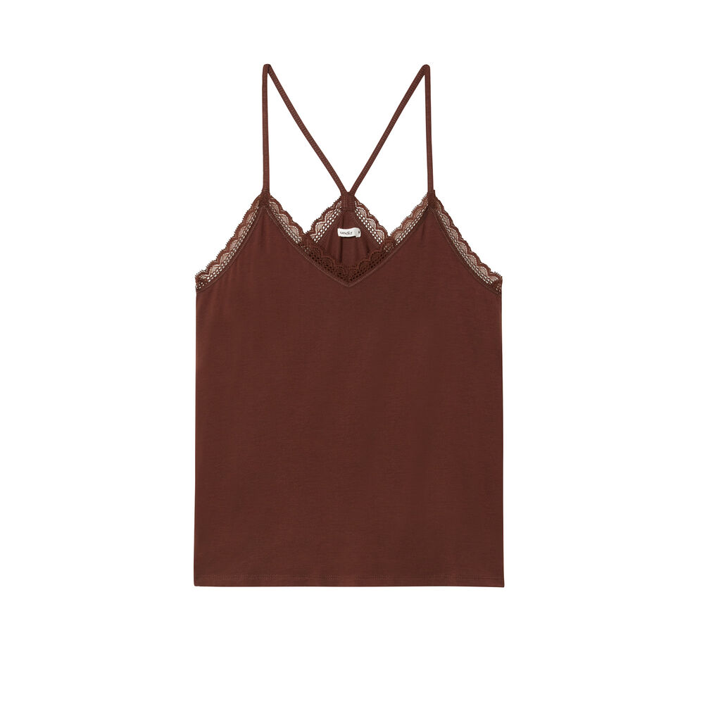 Top en jersey à fines bretelles - marron marron.