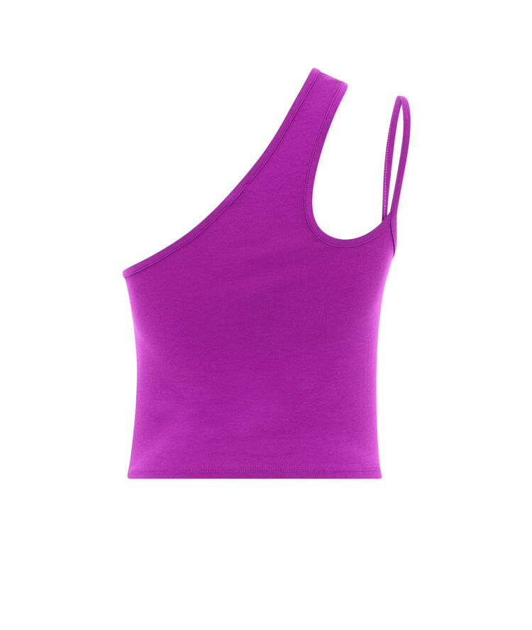 Top court asymétrique uni - fuchsia fuchsia.