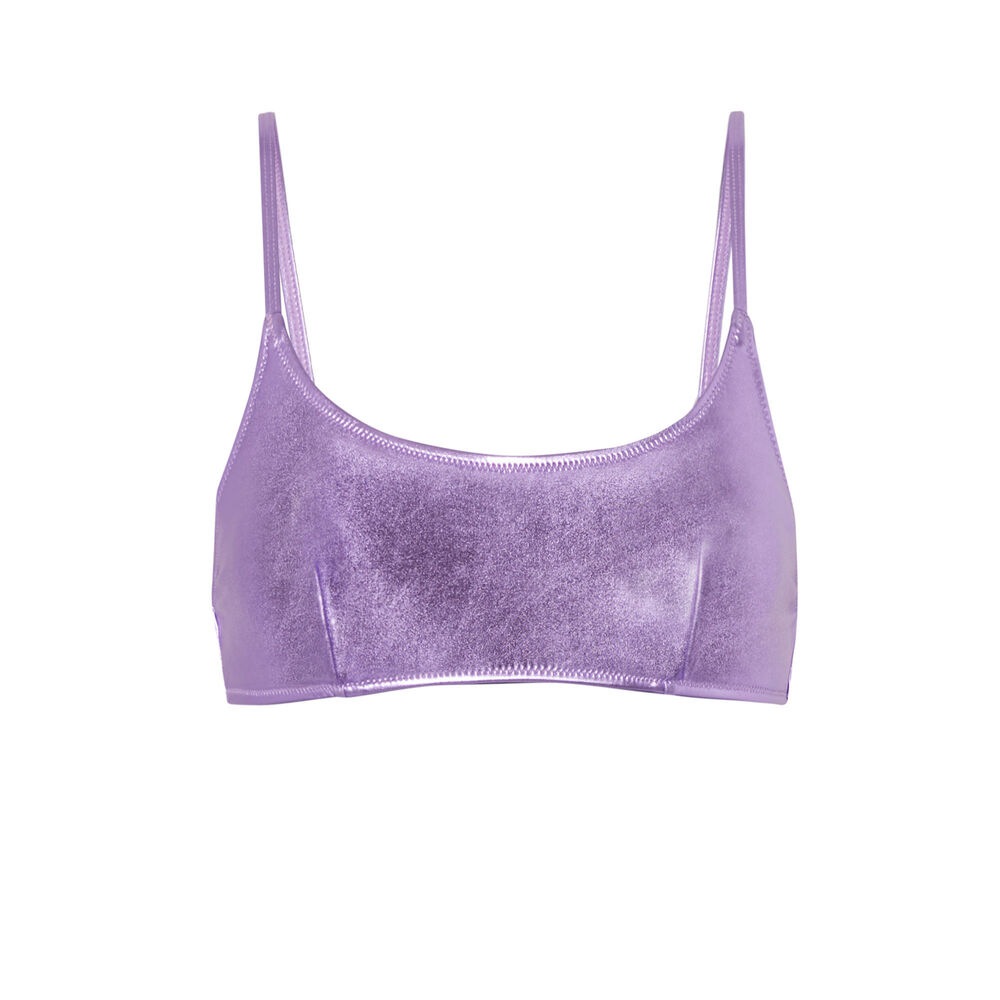 Haut de maillot brassière effet métallisé - violet violet.