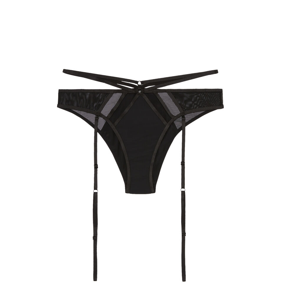 Culotte ajourée à liens et détails cuisse - noir noir.