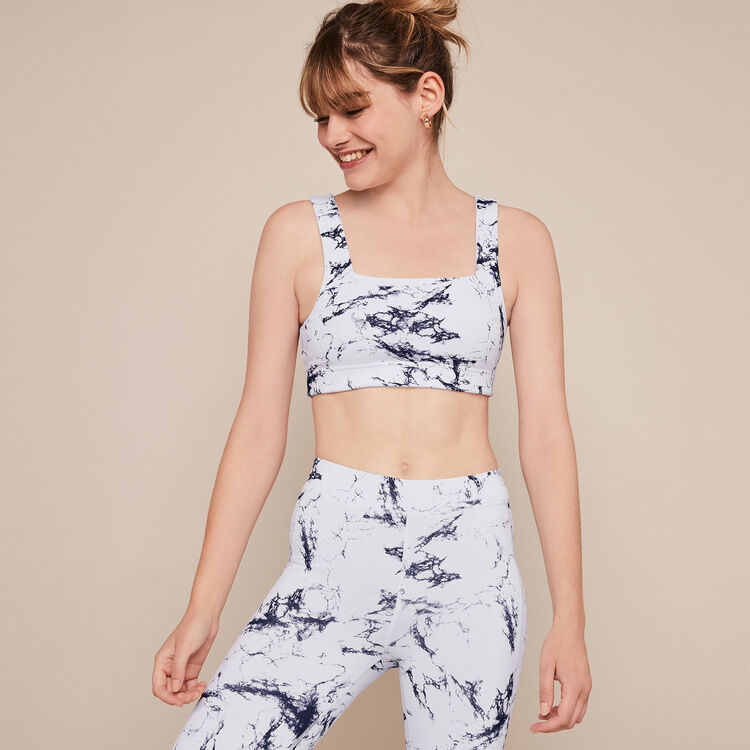 Brassière sport imprimé marbre yogamarbliz blanc.