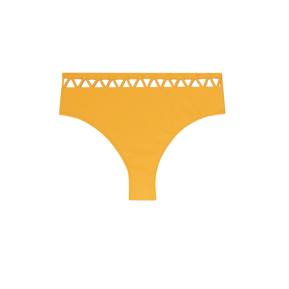 Bas de maillot de bain culotte taille haute détail aztèque - orange orange.