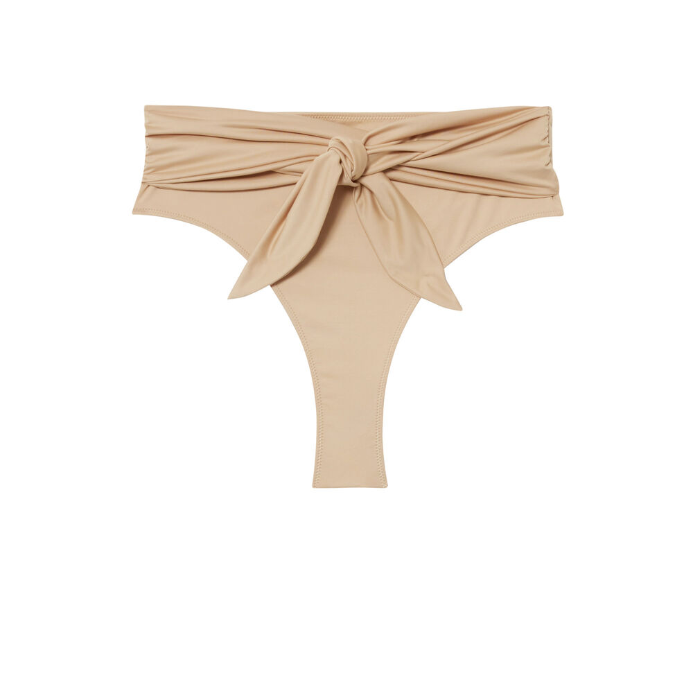 Bas de maillot noué façon foulard x romy - beige beige.