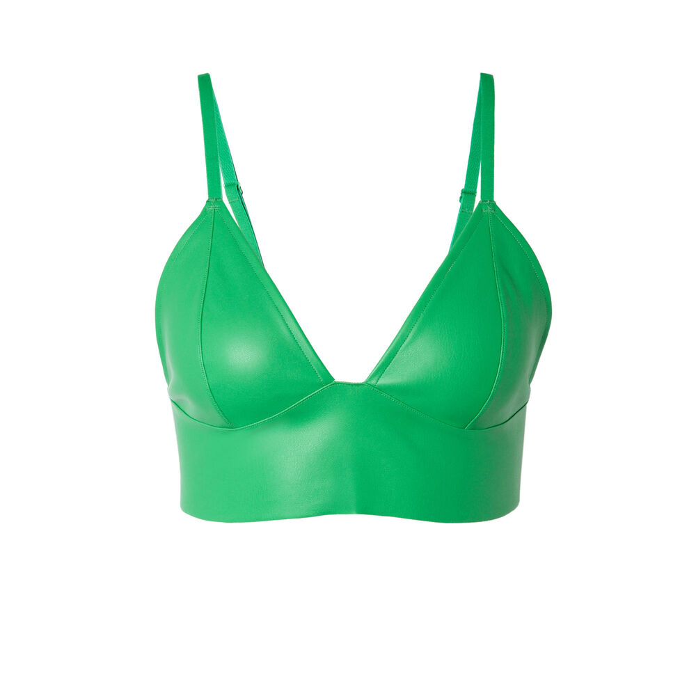 Soutien-gorge triangle sans armatures effet cuir - vert vert.