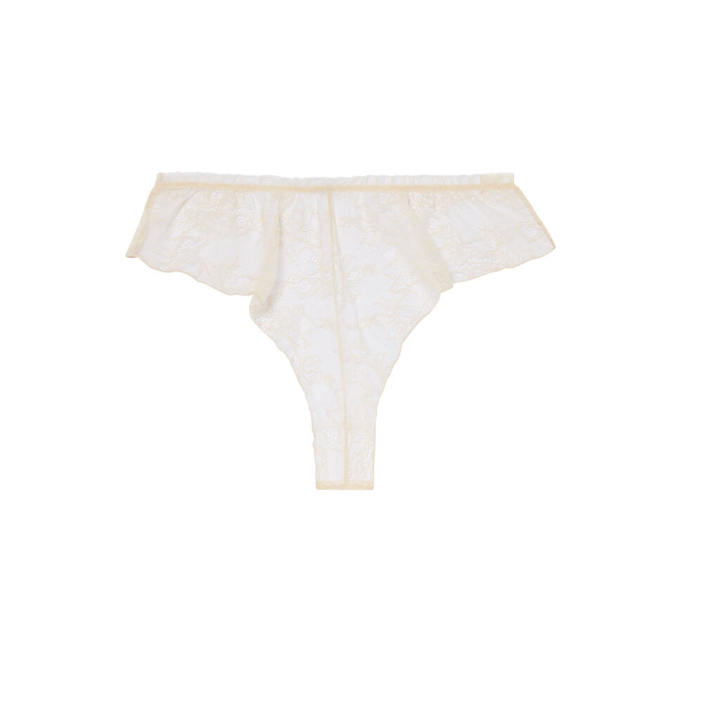 Shorty taille haute en dentelle fine - écru ecru.
