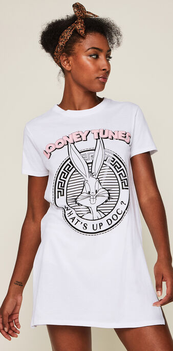 Top &agrave; manches courtes licence looney tunes bunblutiz blanc.