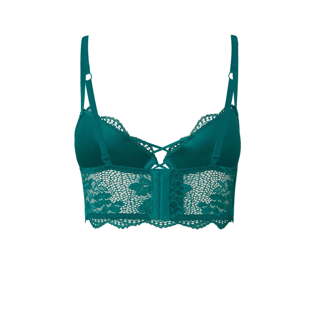 Soutien-gorge bustier push-up décolleté laçage - vert vert.