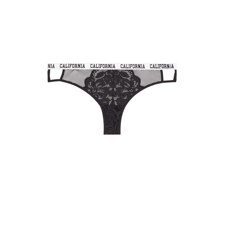Tanga en dentelle détail bande westcoastiz noir.