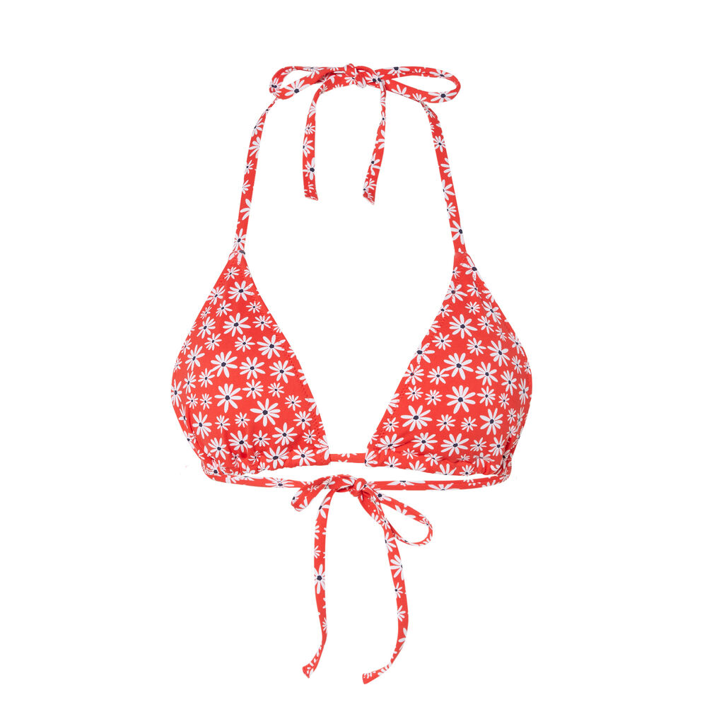 Haut de maillot triangle à motifs fleurs - rouge rouge.