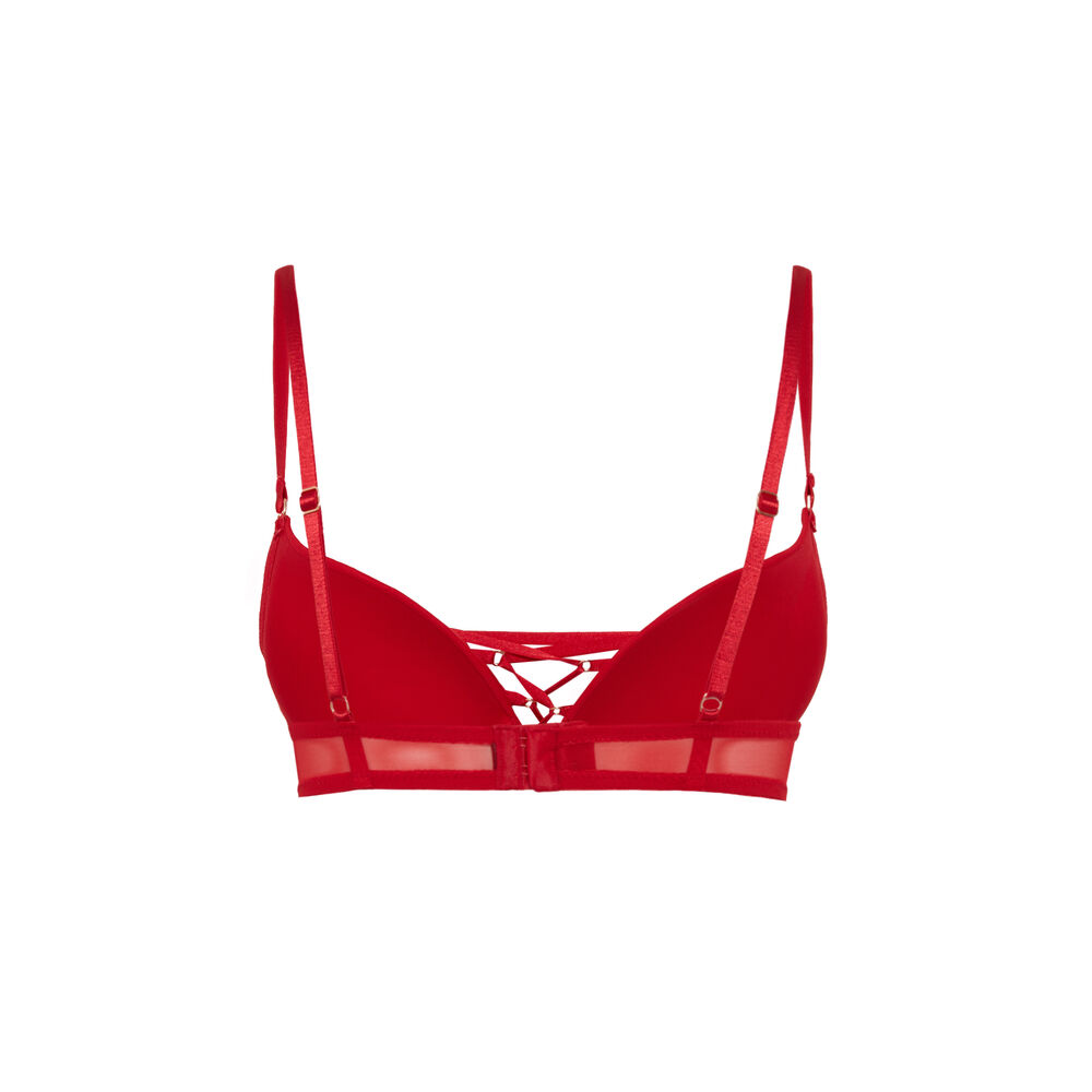 Soutien-gorge ultrapush en dentelle et liens - rouge rouge.