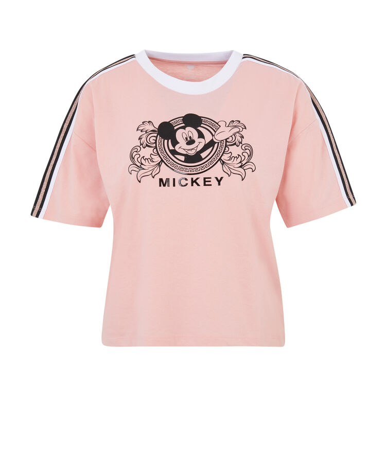 Top à manches courtes print mickey lomickiz rose.