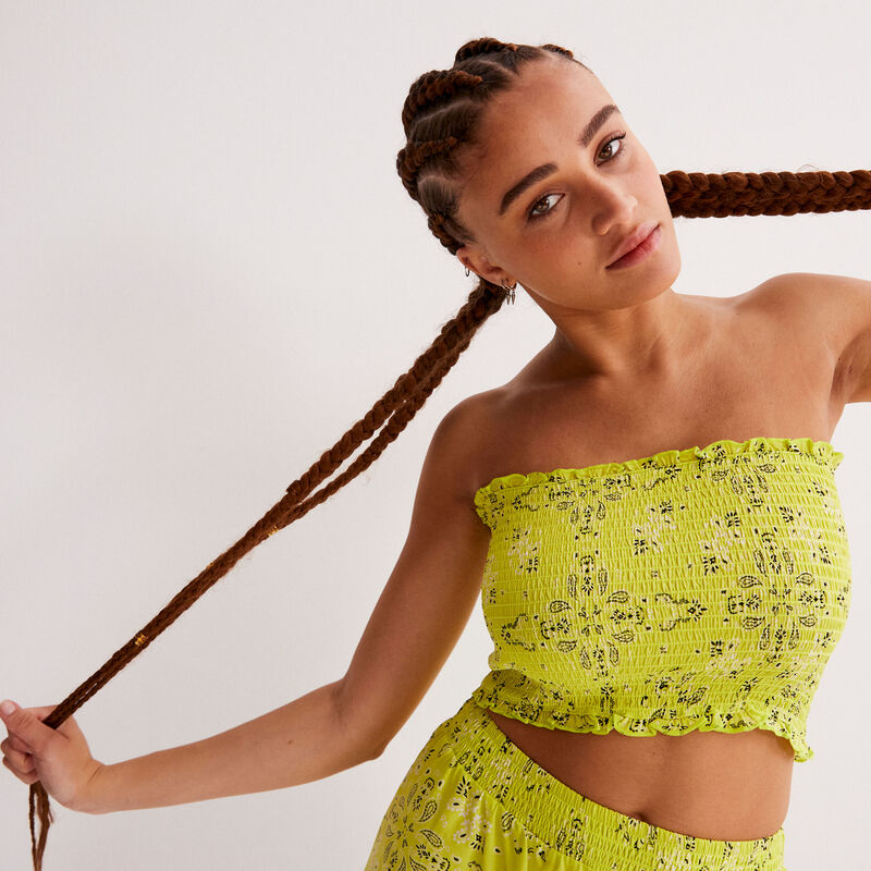 top froncé bandeau imprimé bandana - vert top froncé bandeau imprimé bandana - vert;