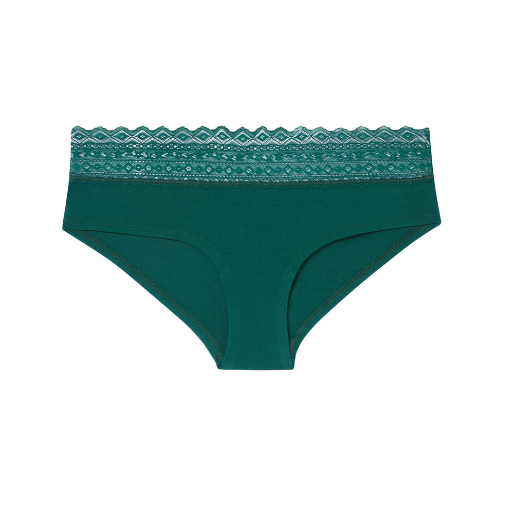 Shorty en coton à dentelle - sapin vert.