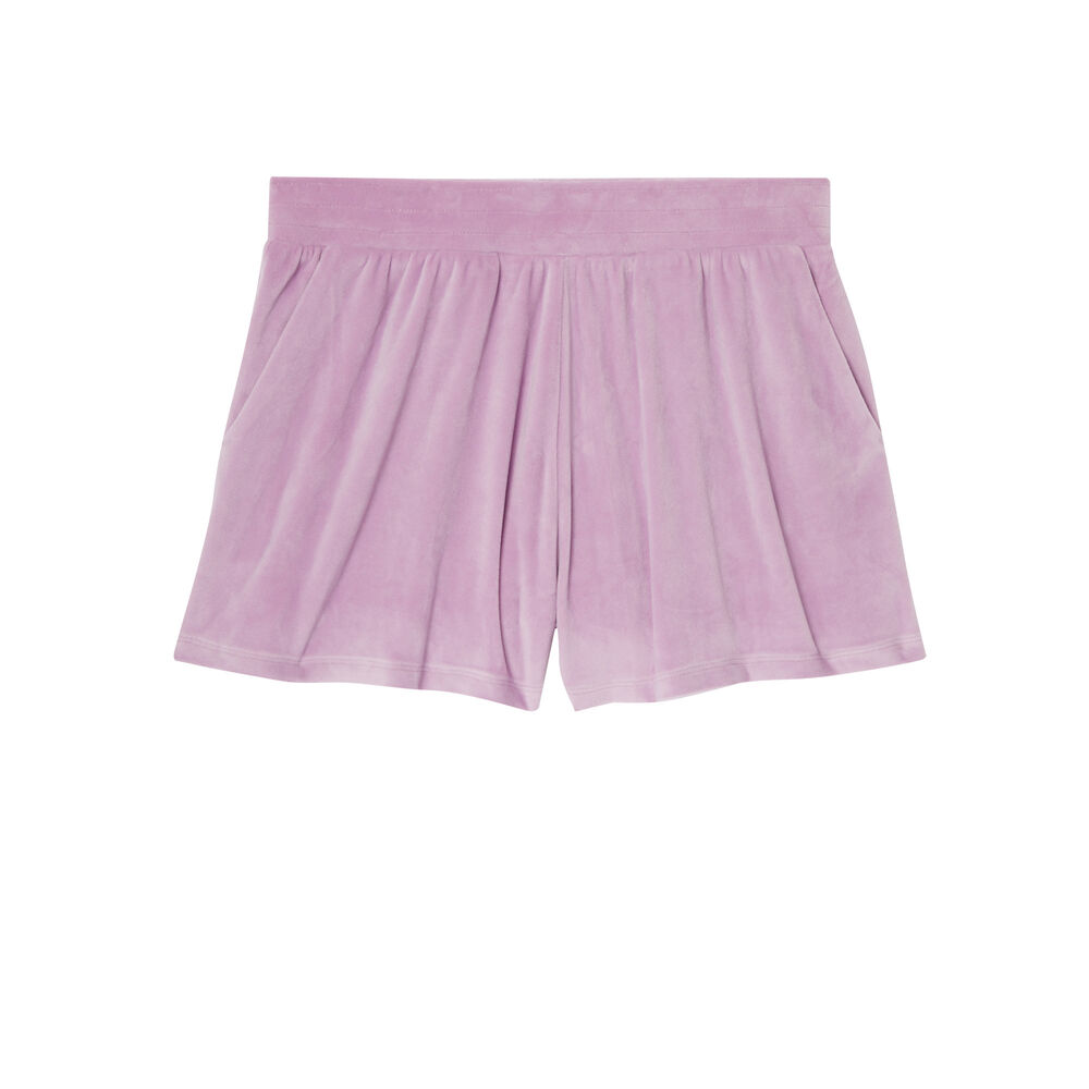 Short en velours uni - lilas violet.