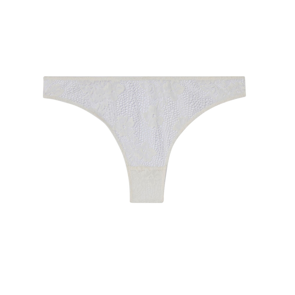 Tanga en dentelle détail laçage - écru ecru.