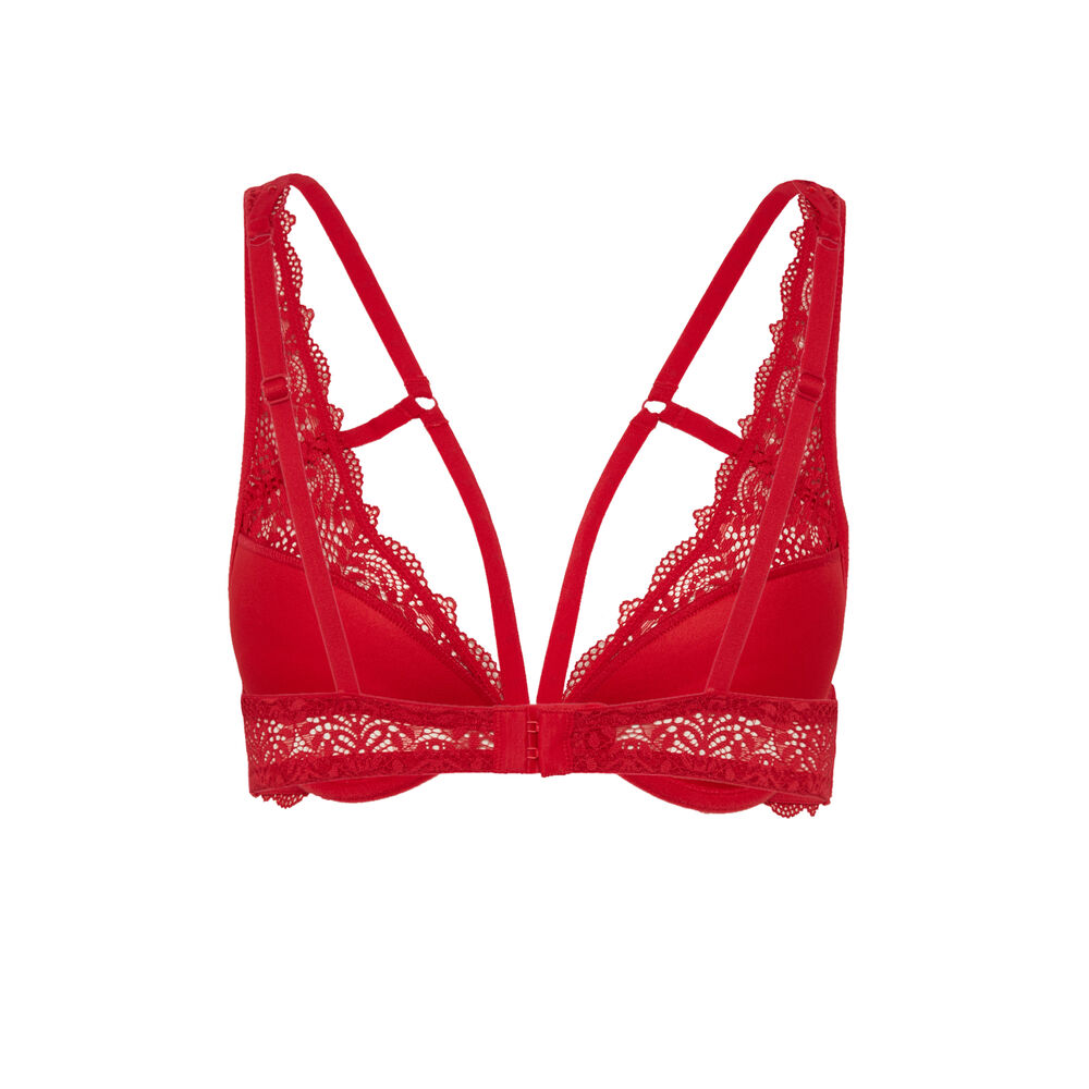 Soutien-gorge push-up foulard à dentelle et liens - rouge rouge.
