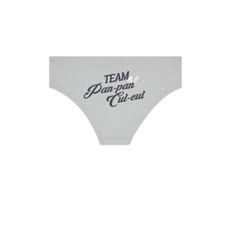 Shorty en micro &agrave; message culpaniz gris clair.